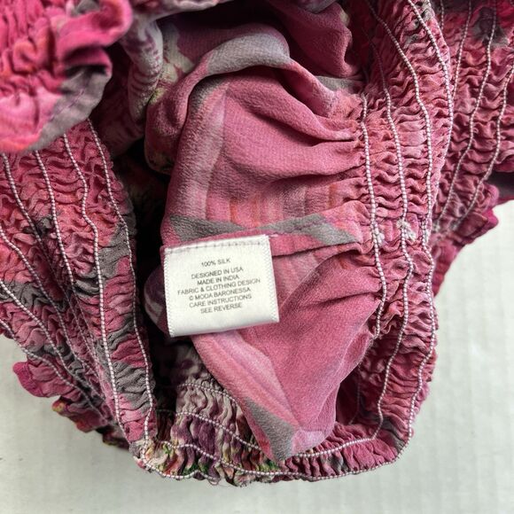 Moda Baronessa Top XS Silk Lightweight Abstract Crop Blouse Romantic Luxe Boho - Picture 7 of 10